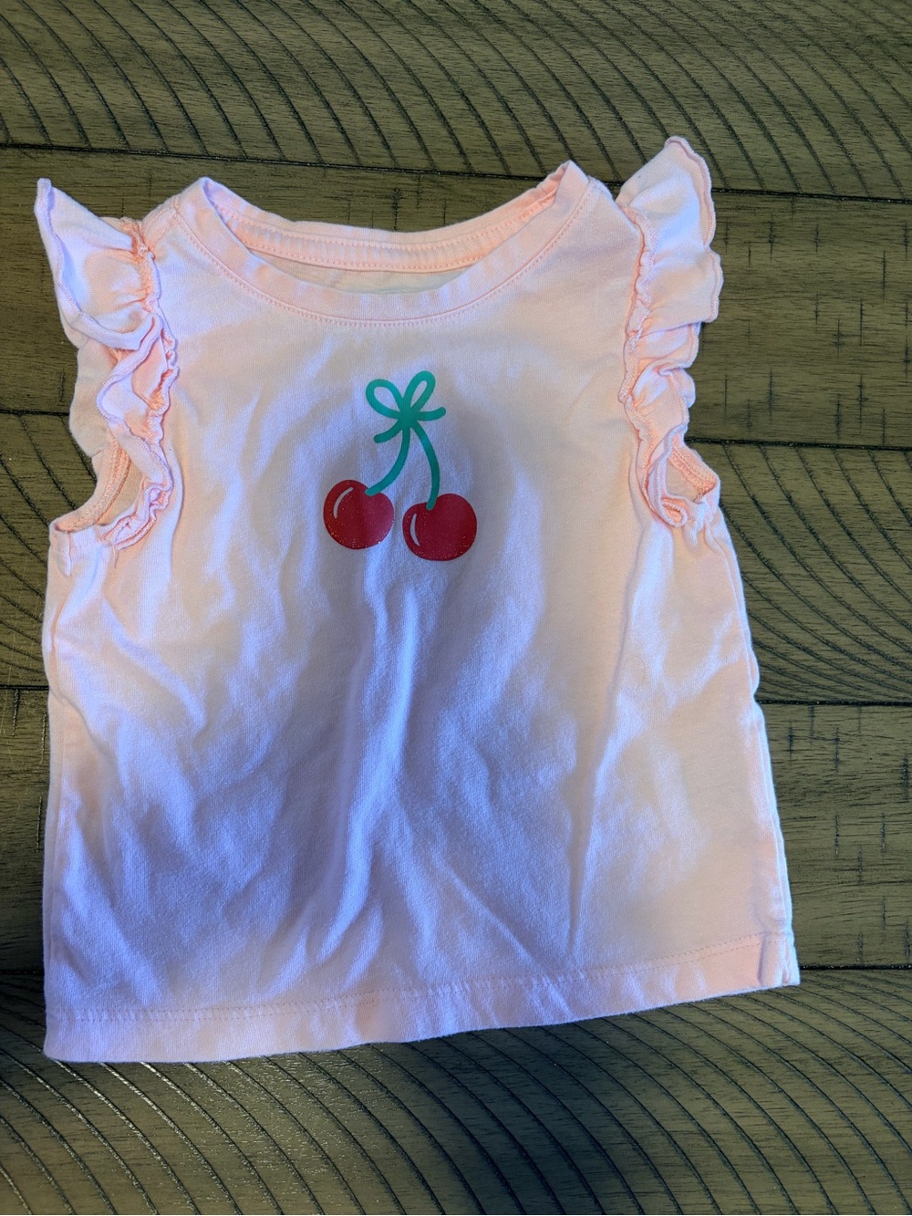 wonder nation Pink Cherry Graphic Ruffle Tank Top